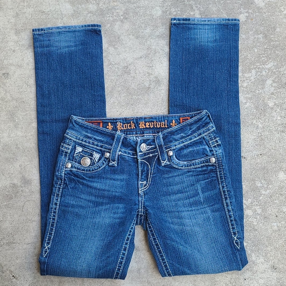 Rock Revival Tori Straight Cut Blue Denim 25×31